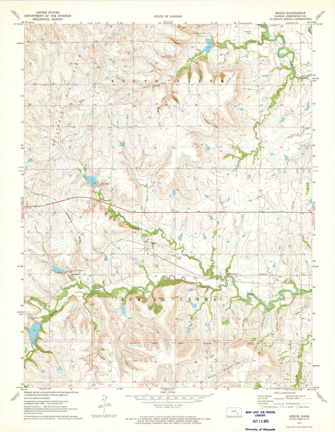 1971 Reece, KS - Kansas - USGS Topographic Map