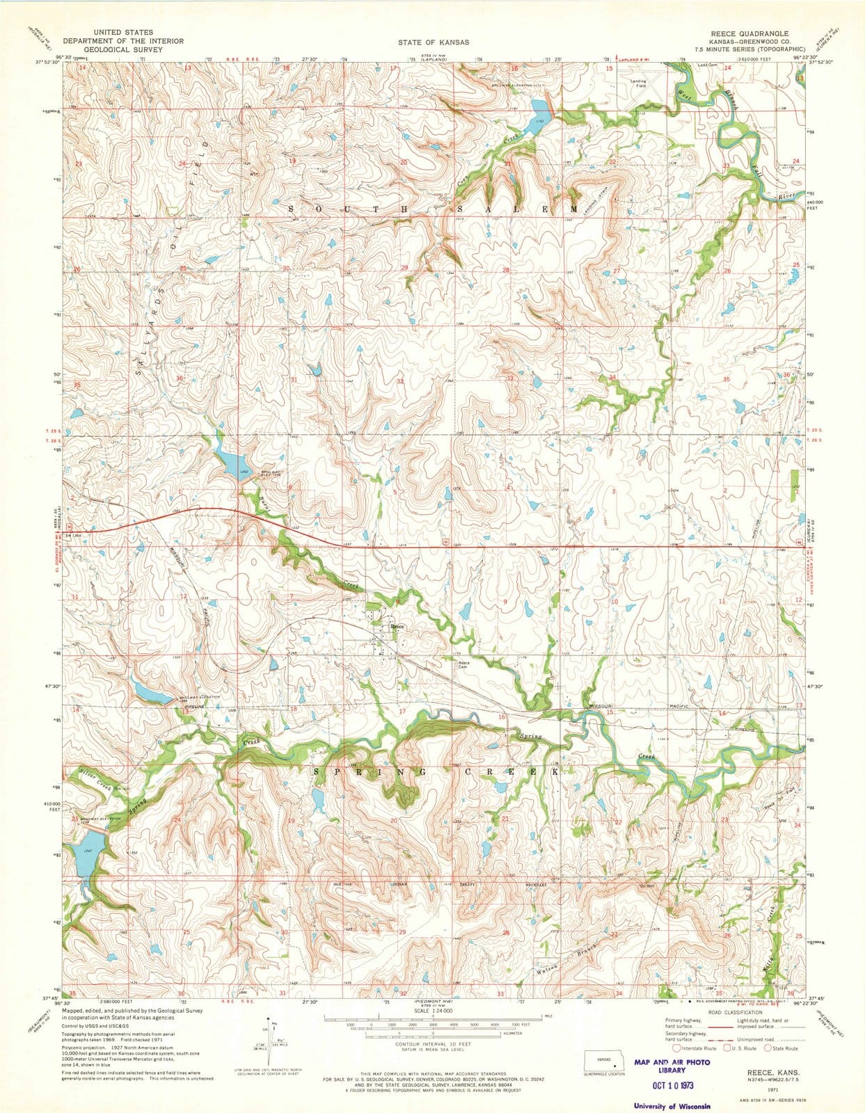 1971 Reece, KS - Kansas - USGS Topographic Map