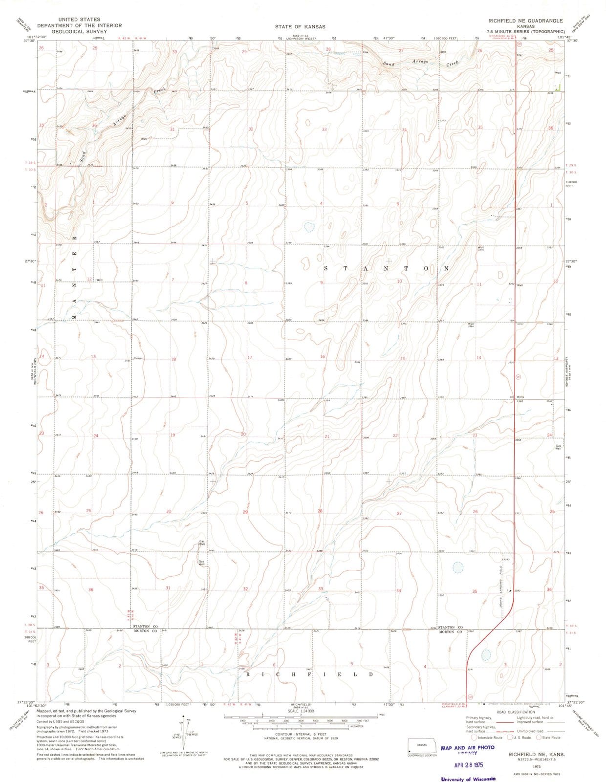 1973 Richfield, KS - Kansas - USGS Topographic Map