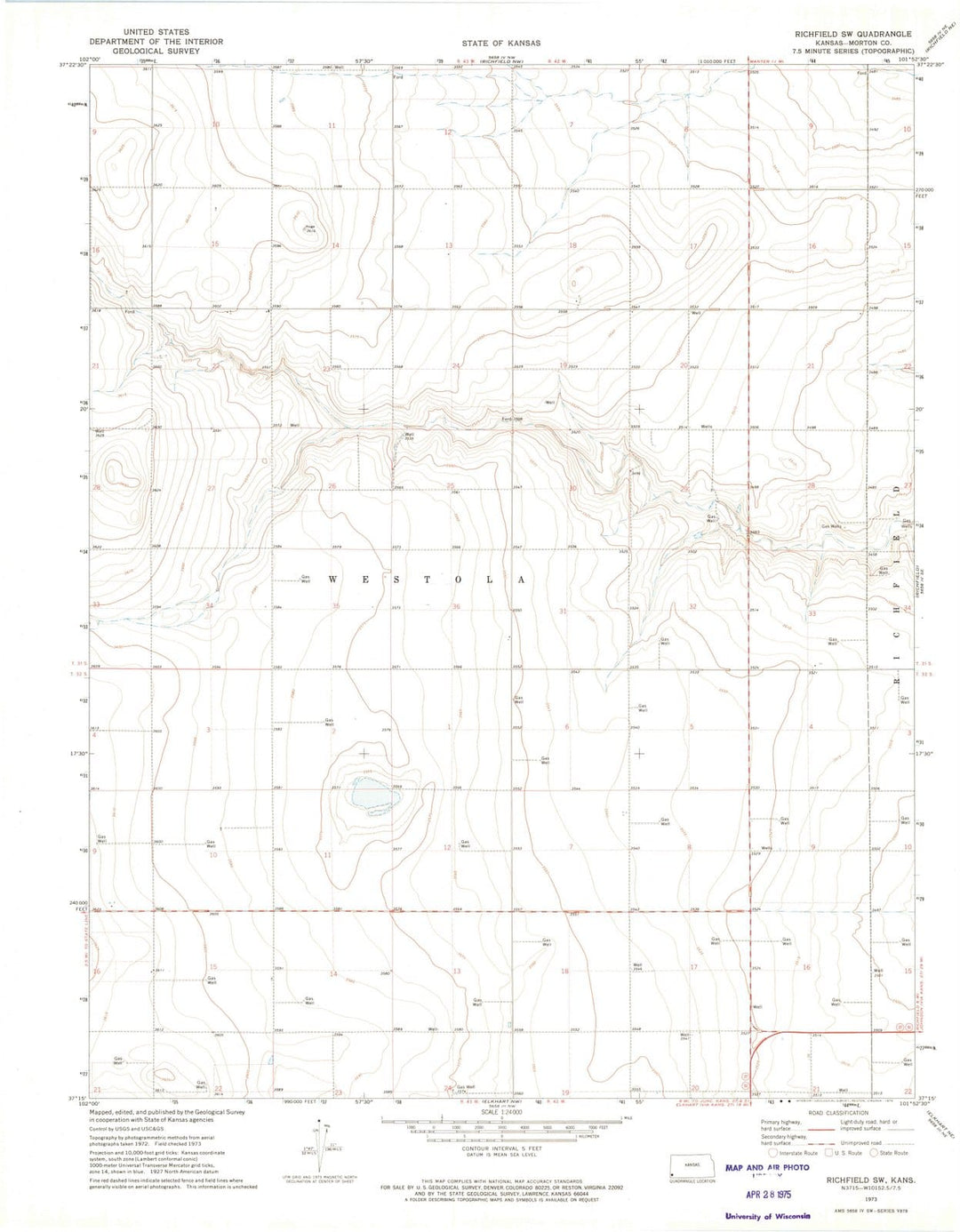 1973 Richfield, KS - Kansas - USGS Topographic Map v3