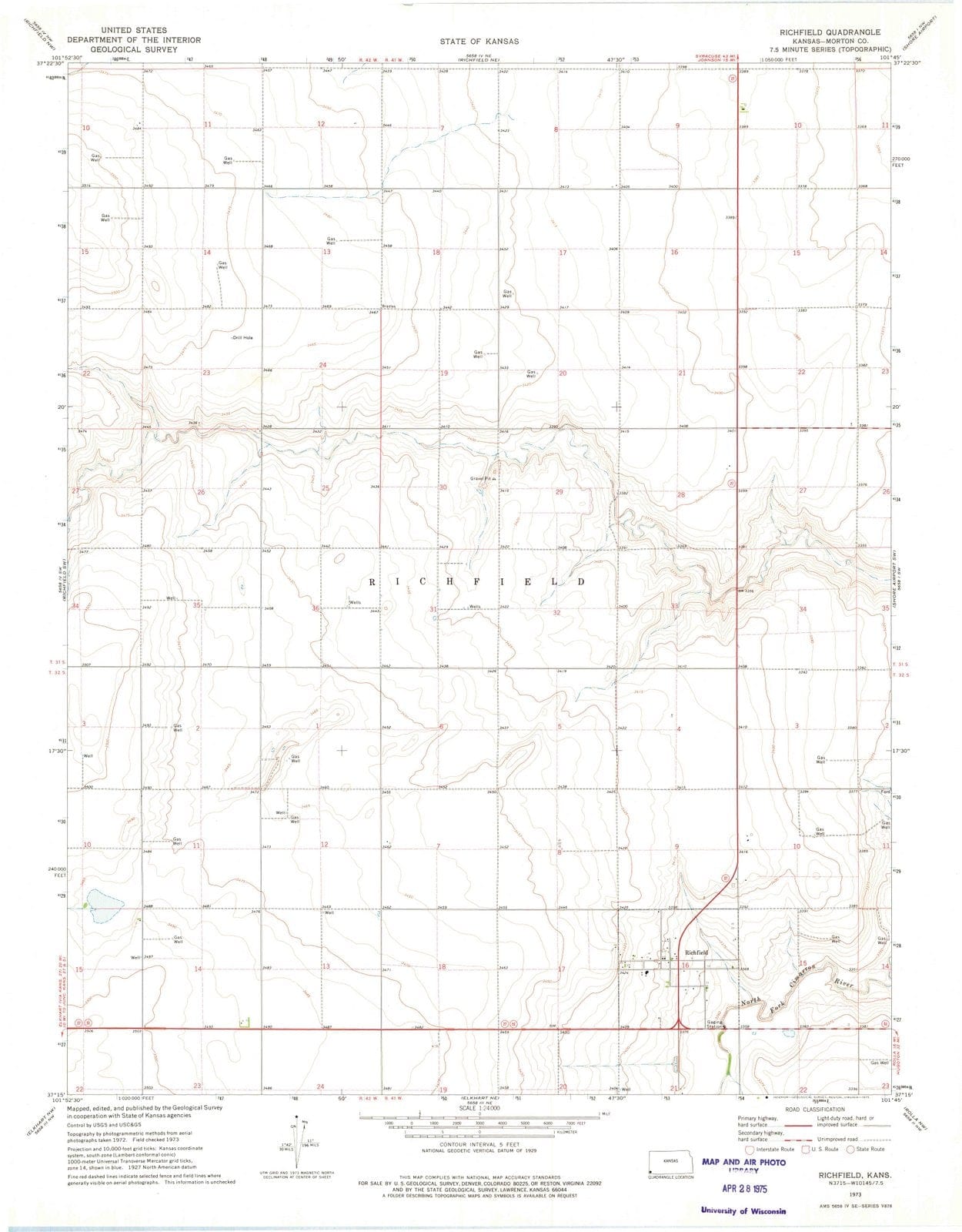 1973 Richfield, KS - Kansas - USGS Topographic Map v4