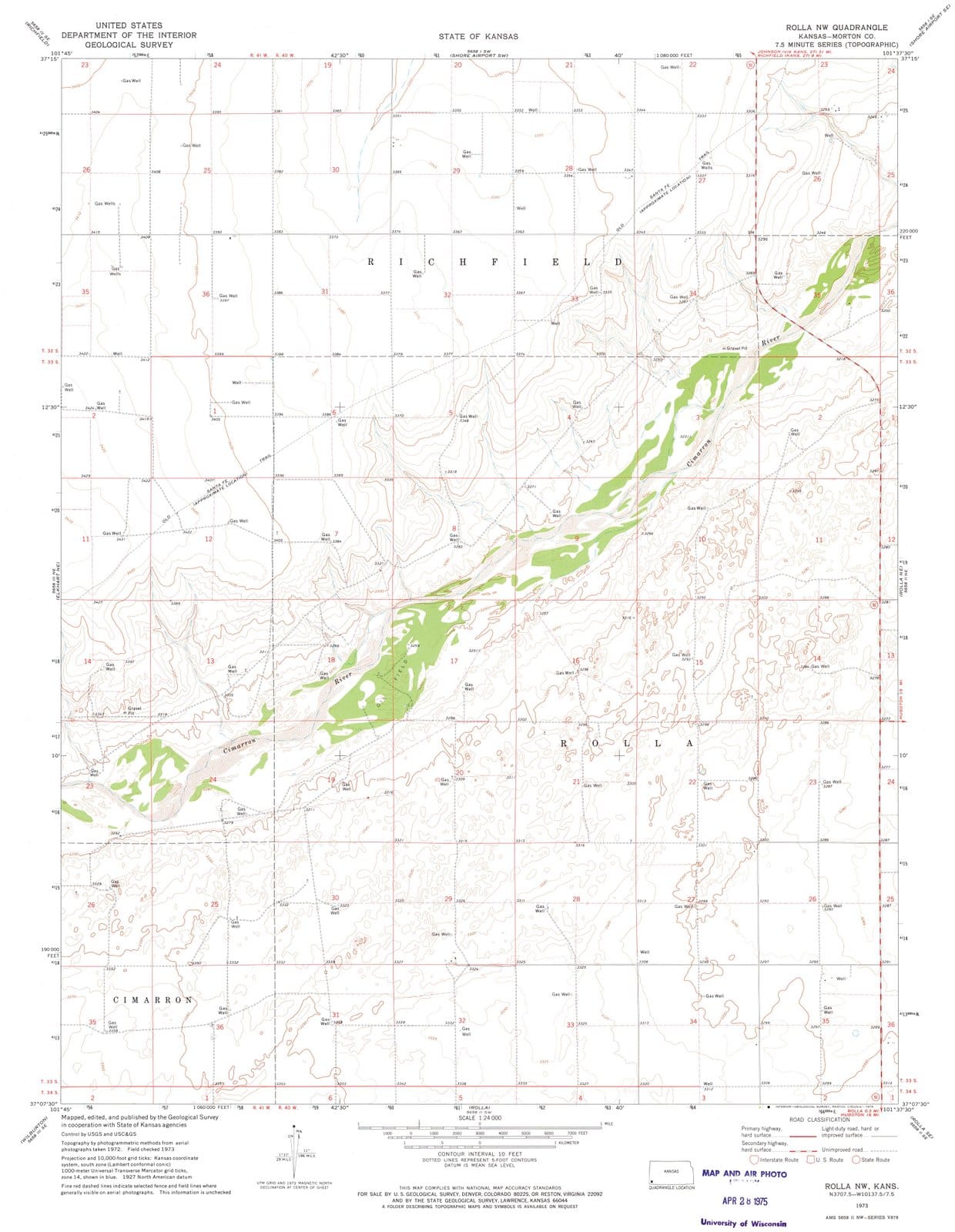 1973 Rolla, KS - Kansas - USGS Topographic Map