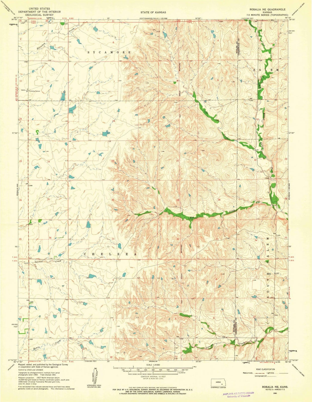 1961 Rosalia, KS - Kansas - USGS Topographic Map