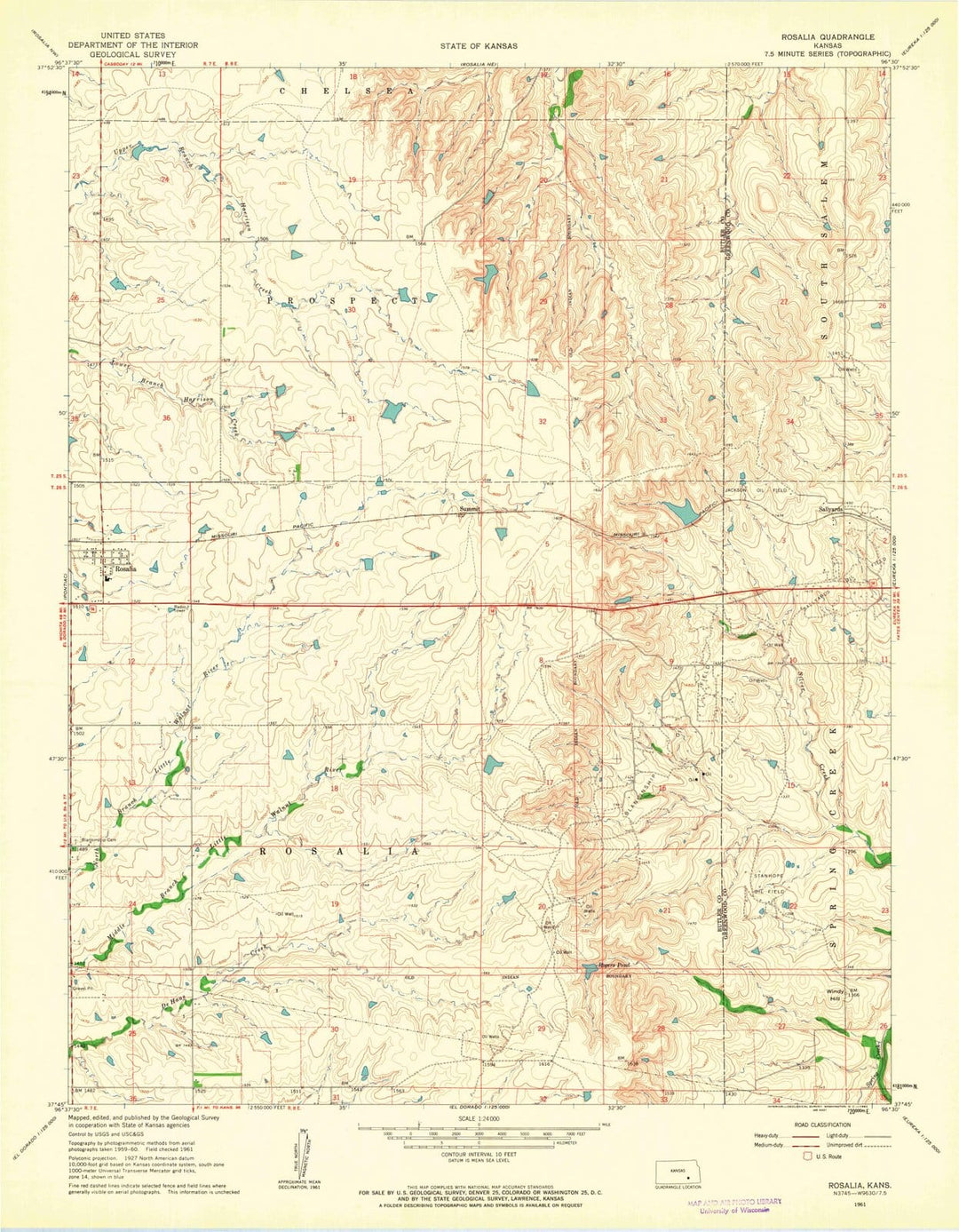 1961 Rosalia, KS - Kansas - USGS Topographic Map v2