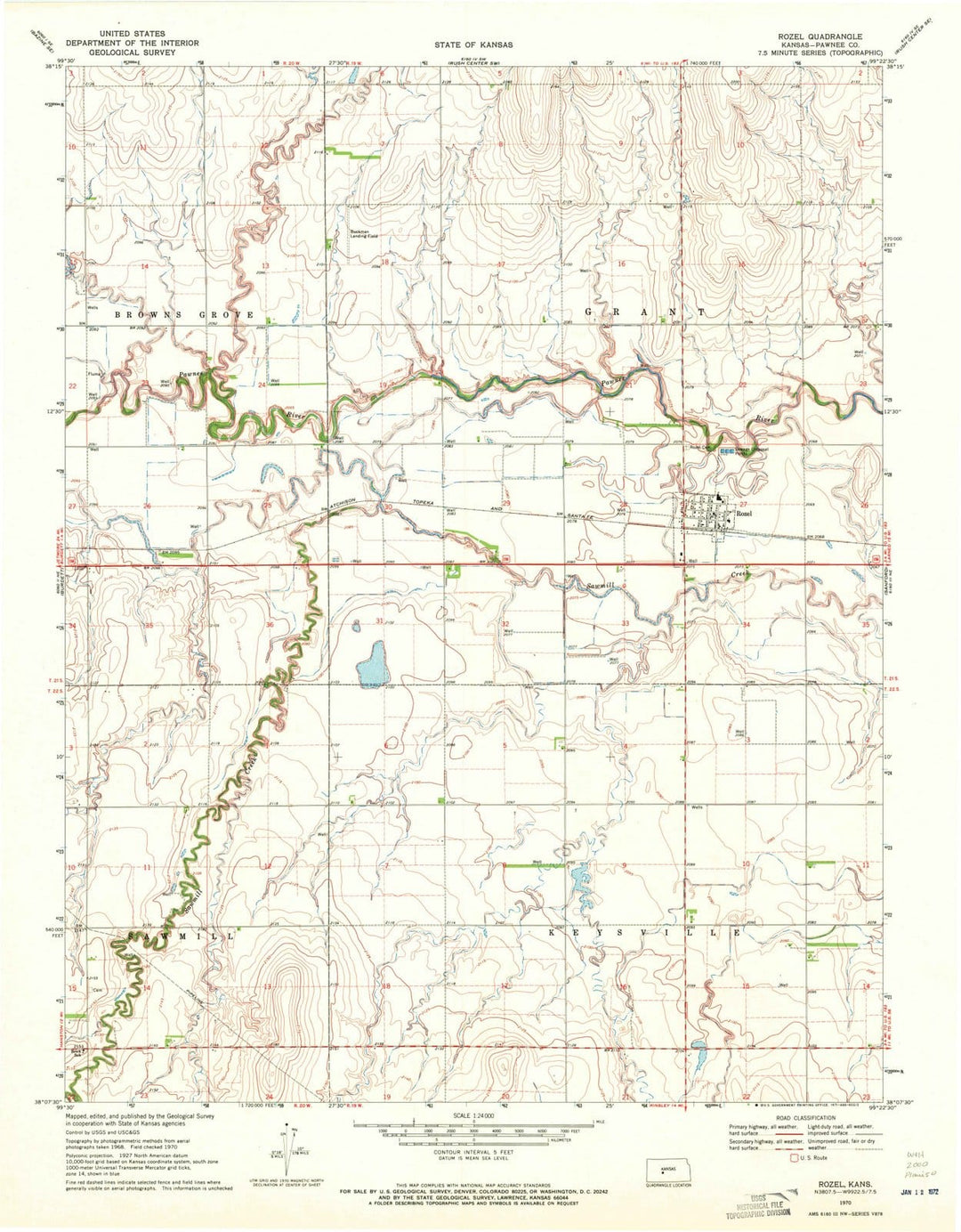 1970 Rozel, KS - Kansas - USGS Topographic Map