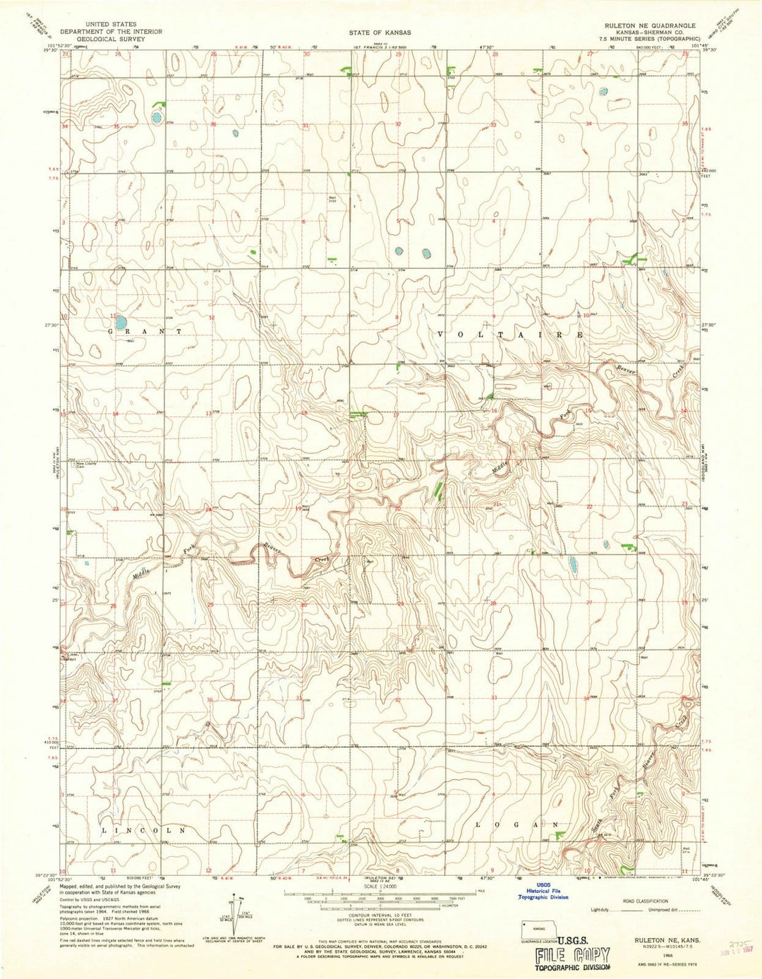 1966 Ruleton, KS - Kansas - USGS Topographic Map