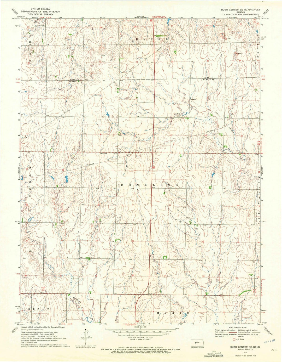 1970 Rush Center, KS - Kansas - USGS Topographic Map