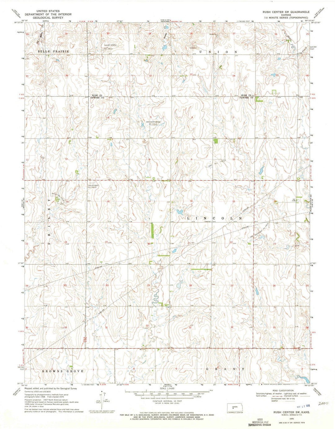 1970 Rush Center, KS - Kansas - USGS Topographic Map v2