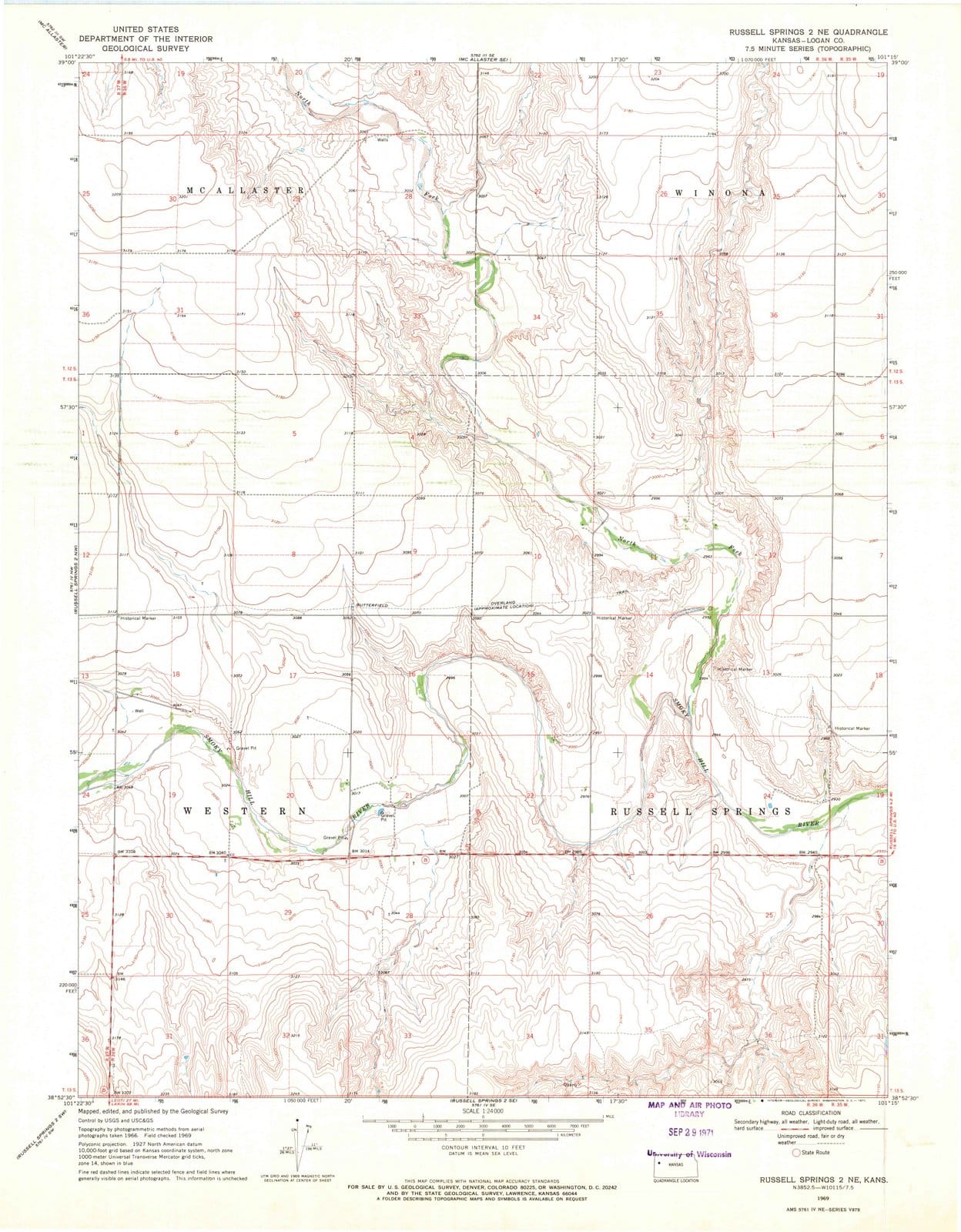 1969 Russell Springs 2, KS - Kansas - USGS Topographic Map