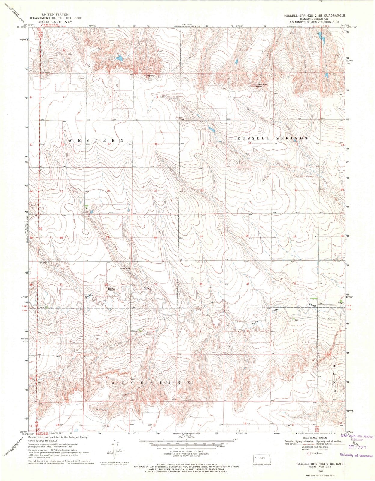 1969 Russell Springs 2, KS - Kansas - USGS Topographic Map v3