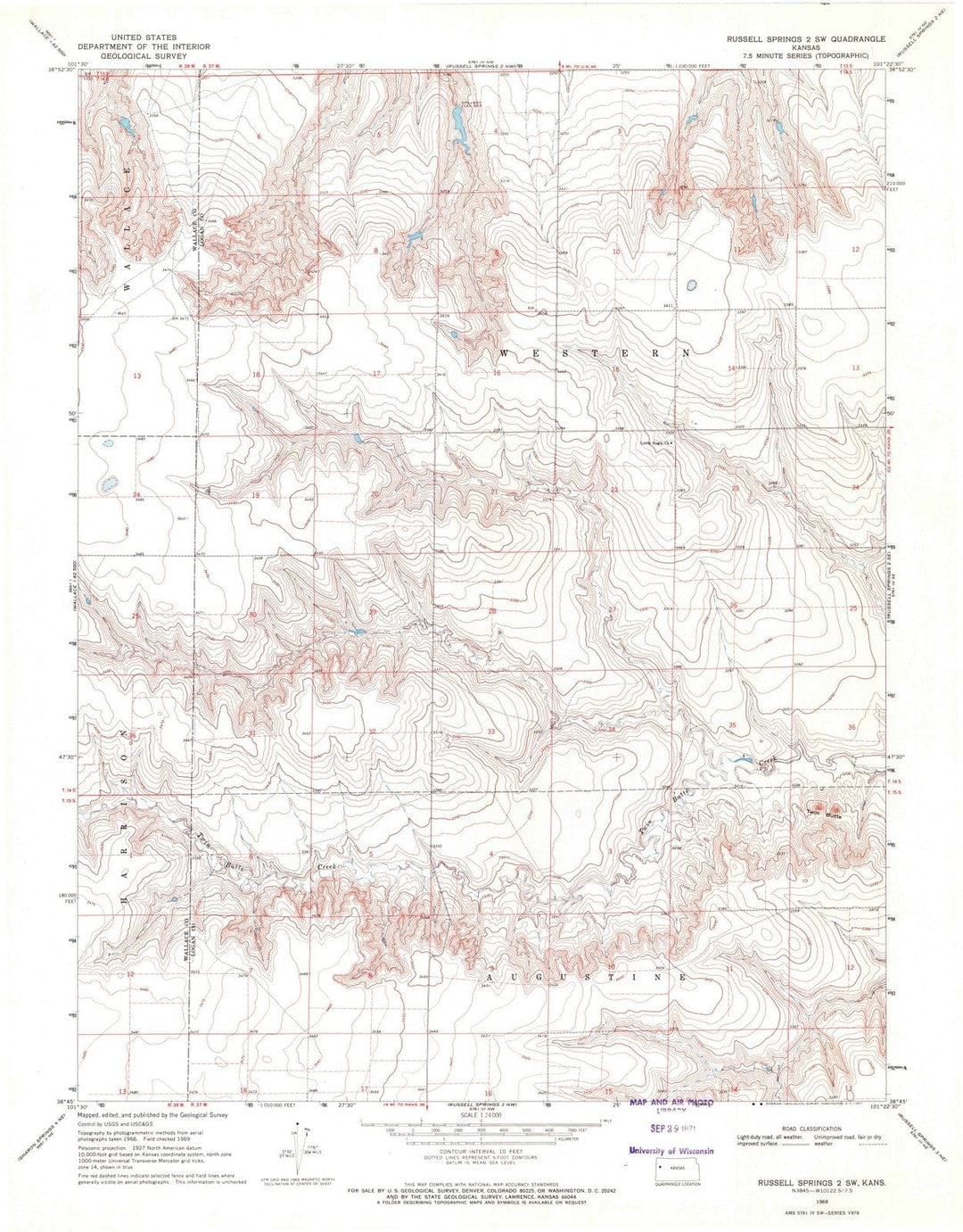 1969 Russell Springs 2, KS - Kansas - USGS Topographic Map v4