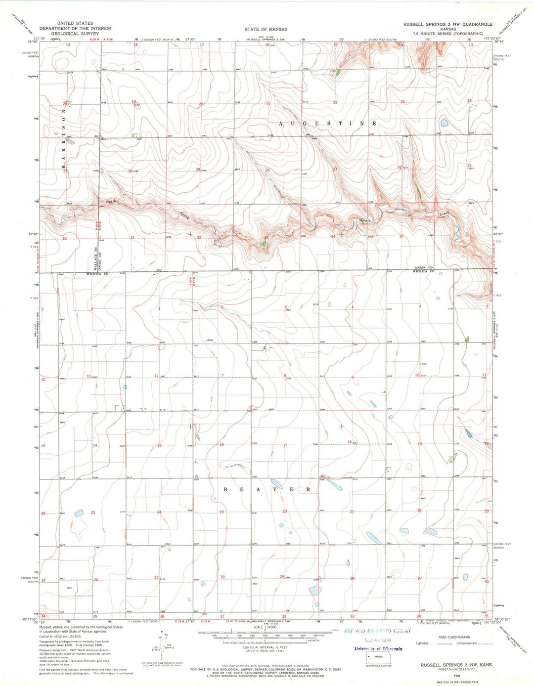 1968 Russell Springs 3, KS - Kansas - USGS Topographic Map v2