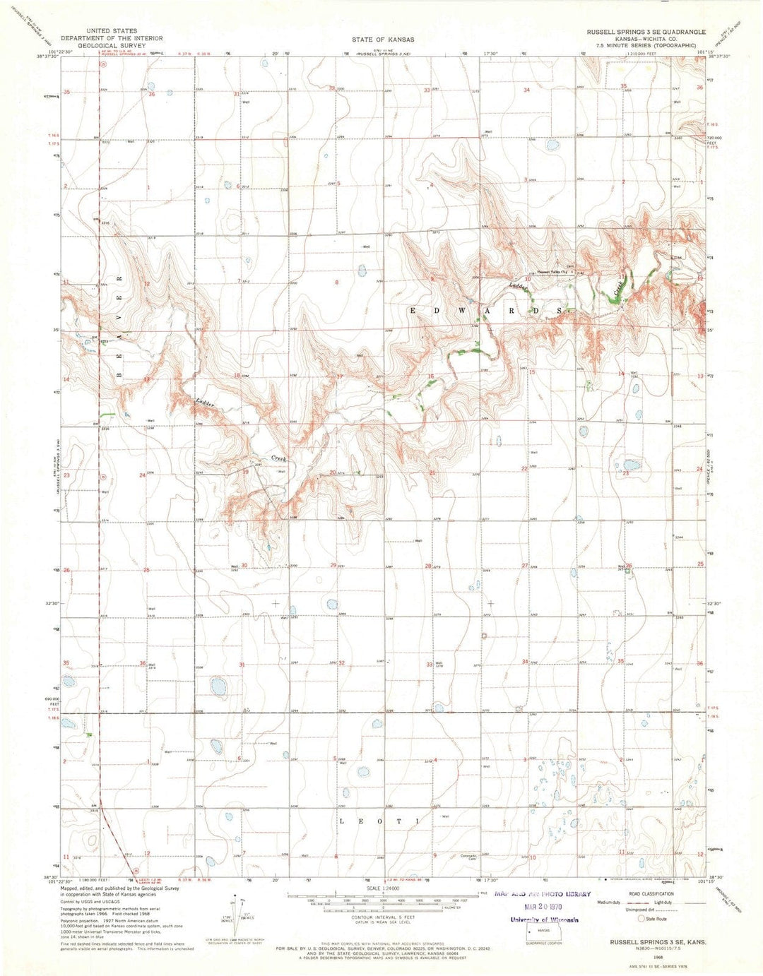 1968 Russell Springs 3, KS - Kansas - USGS Topographic Map v3