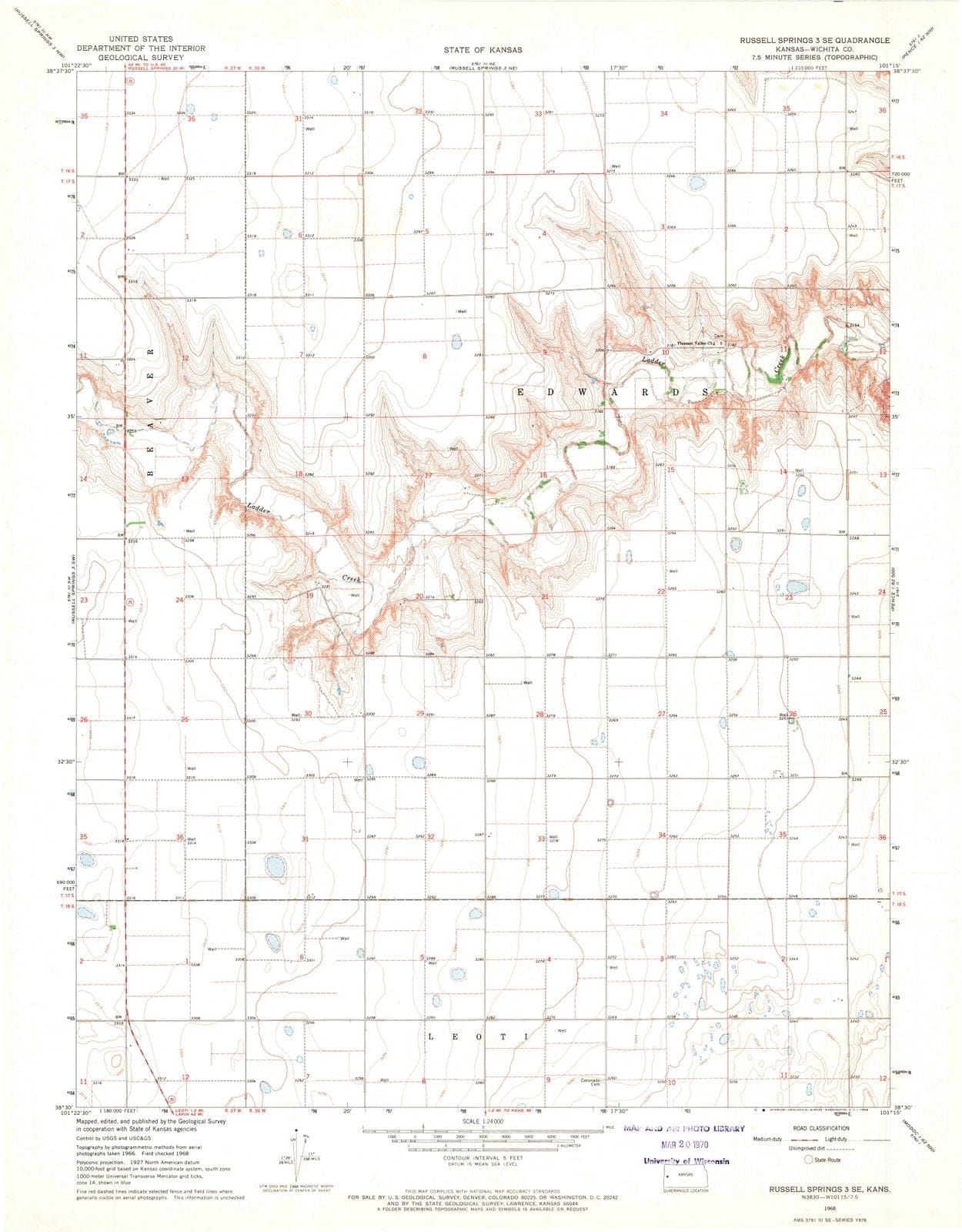 1968 Russell Springs 3, KS - Kansas - USGS Topographic Map v3