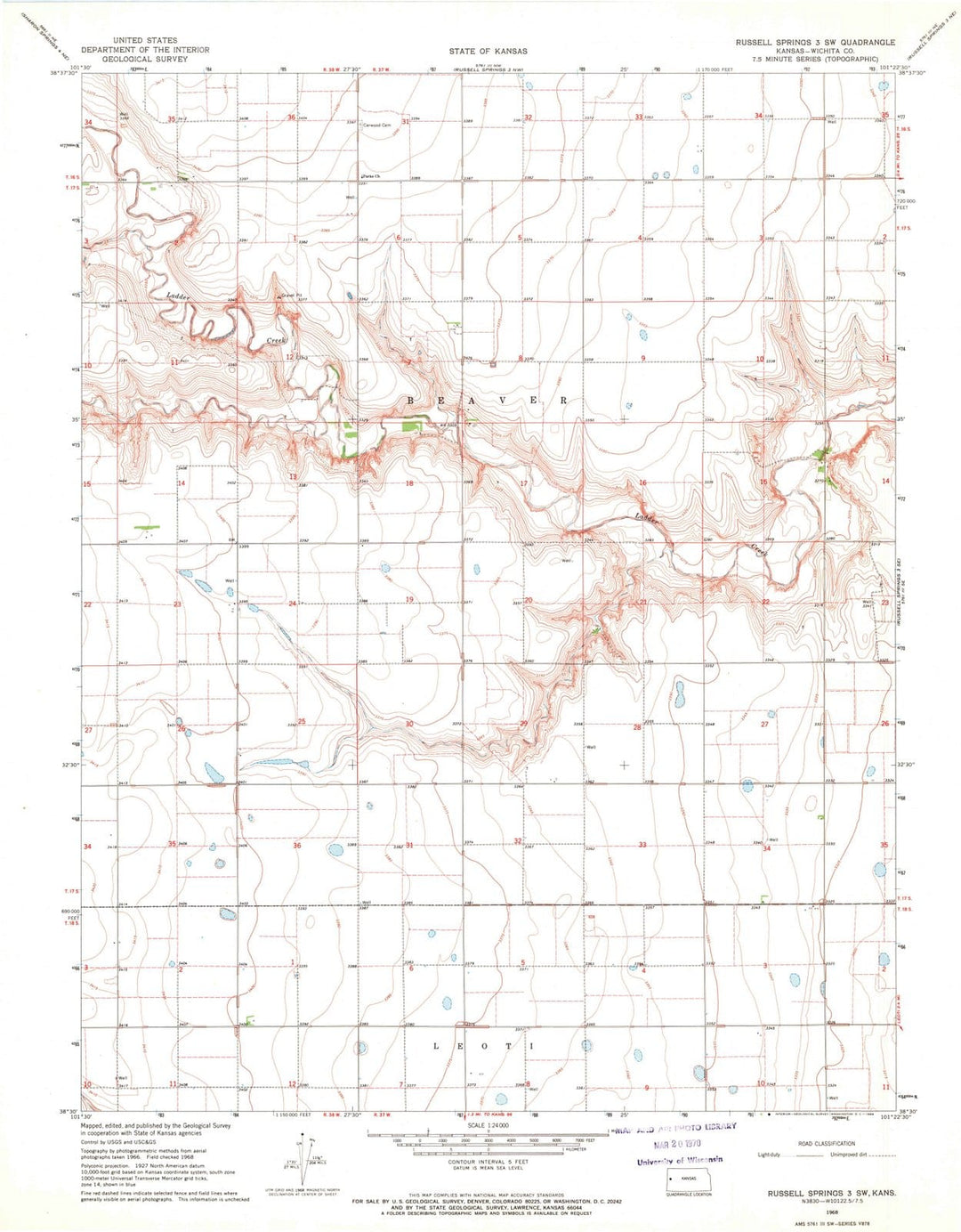 1968 Russell Springs 3, KS - Kansas - USGS Topographic Map v4