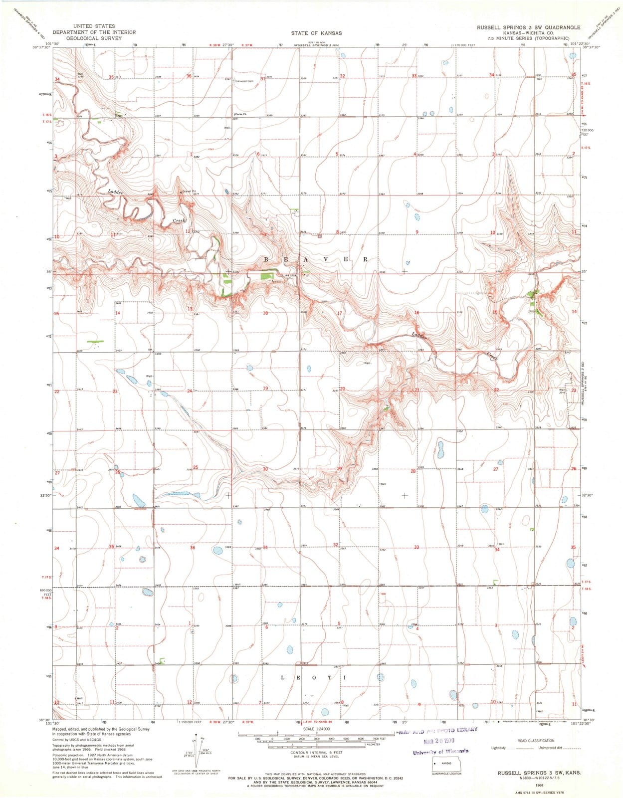 1968 Russell Springs 3, KS - Kansas - USGS Topographic Map v4