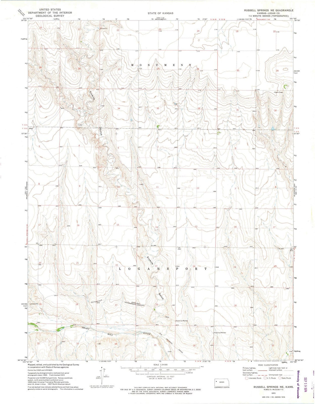 1972 Russell Springs, KS - Kansas - USGS Topographic Map