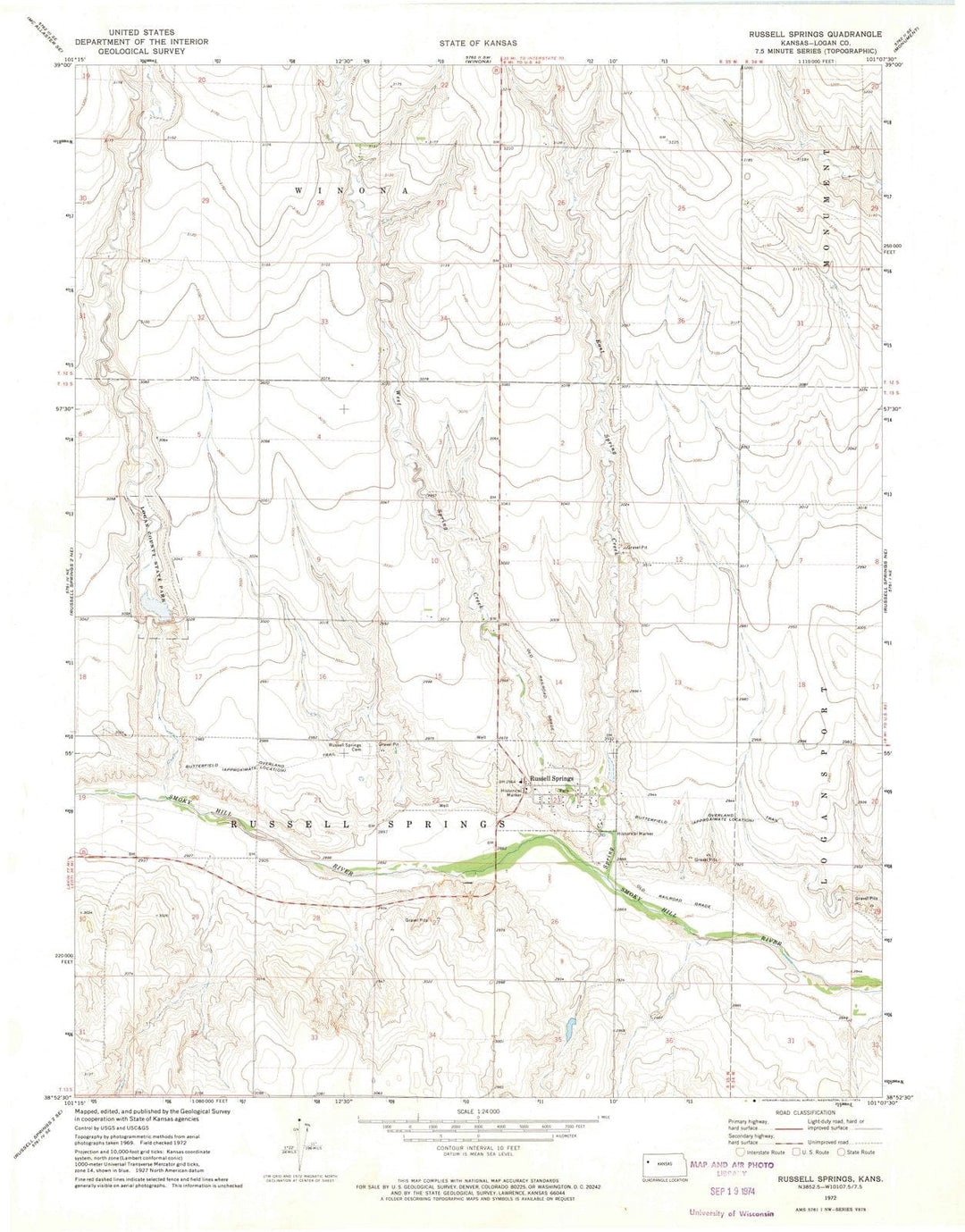 1972 Russell Springs, KS - Kansas - USGS Topographic Map v2