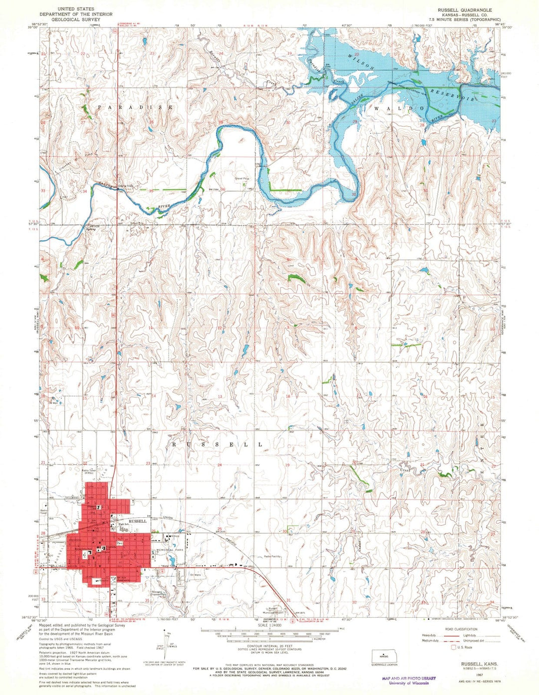 1967 Russell, KS - Kansas - USGS Topographic Map v2