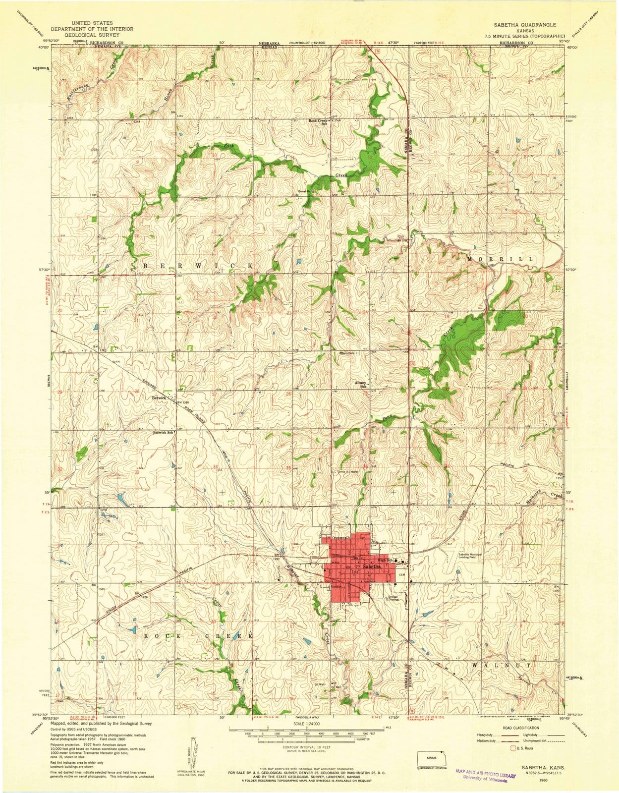 1960 Sabetha, KS - Kansas - USGS Topographic Map