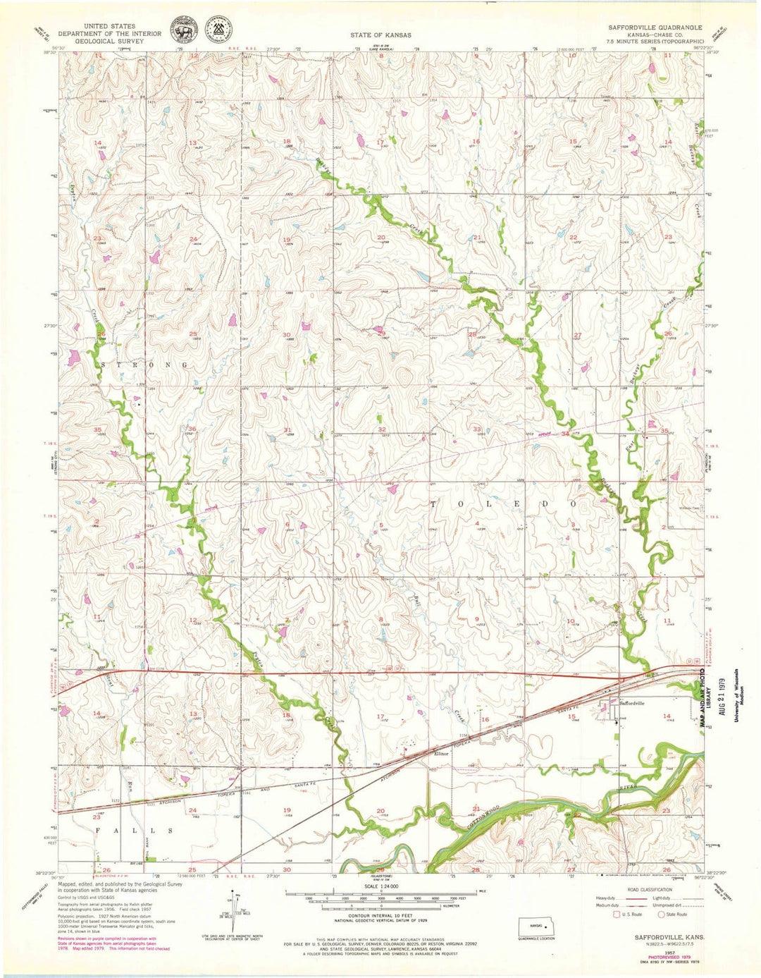 1957 Saffordville, KS - Kansas - USGS Topographic Map