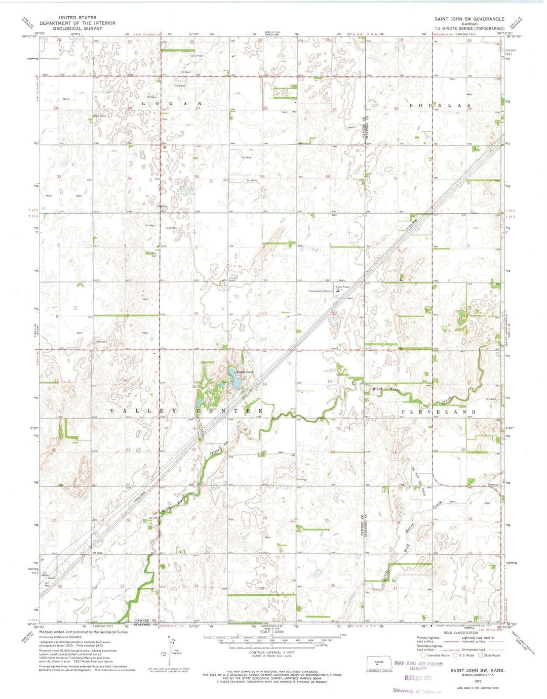 1972 Saint John, KS - Kansas - USGS Topographic Map