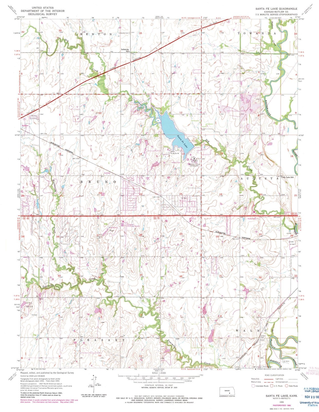 1955 Santa Fe Lake, KS - Kansas - USGS Topographic Map