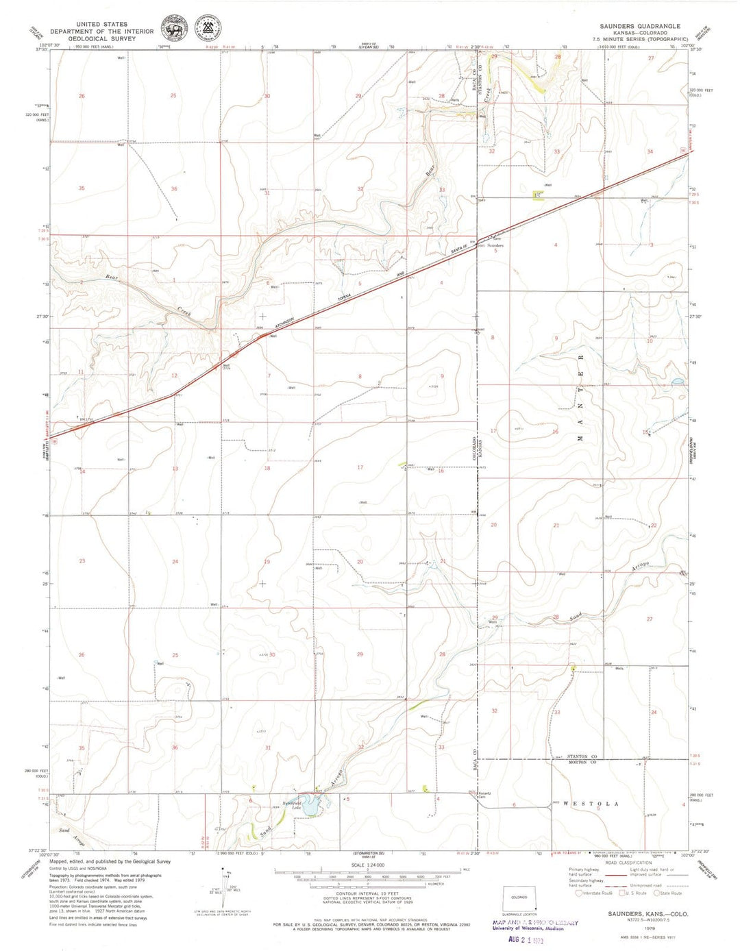 1979 Saunders, KS - Kansas - USGS Topographic Map