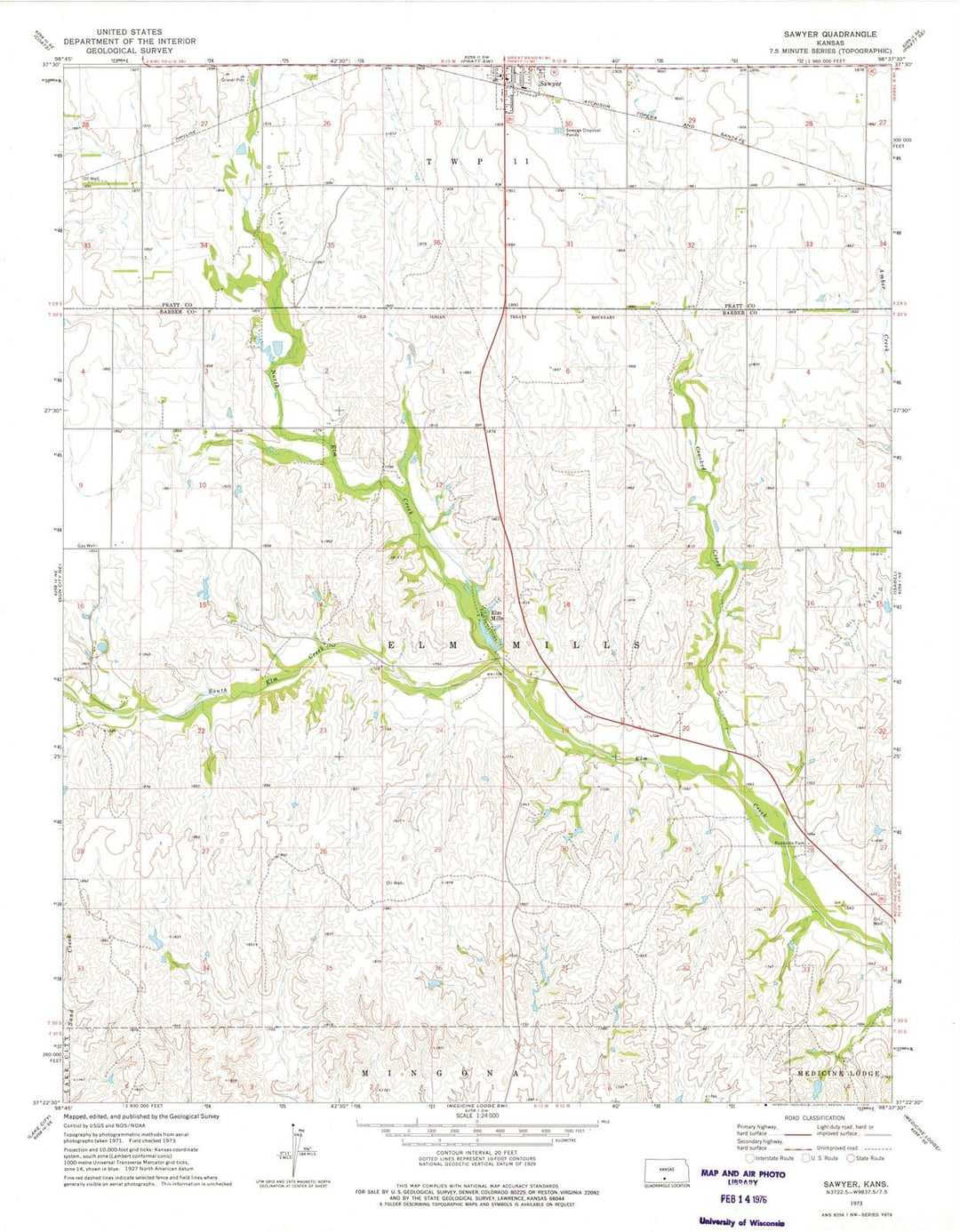 1973 Sawyer, KS - Kansas - USGS Topographic Map