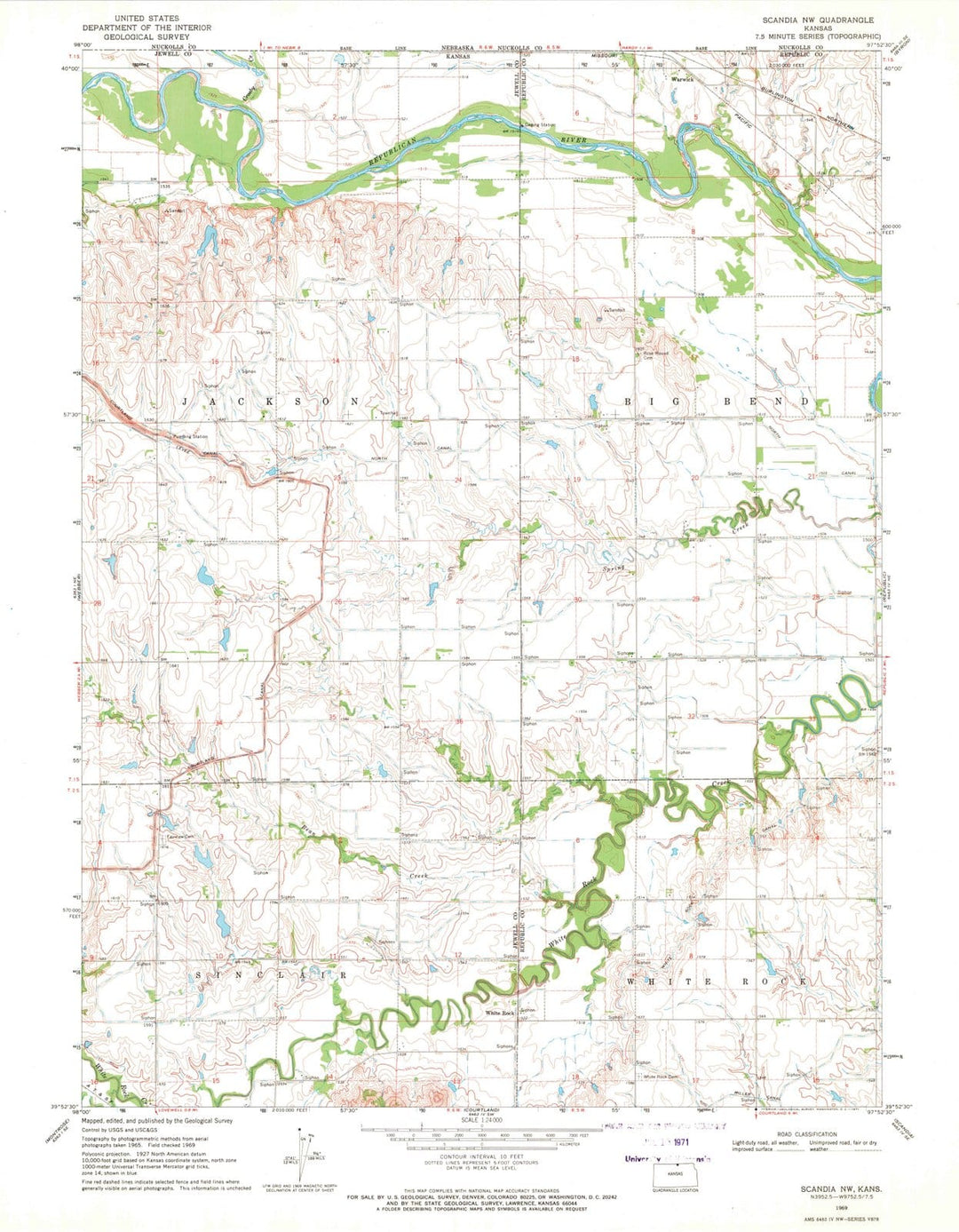 1969 Scandia, KS - Kansas - USGS Topographic Map