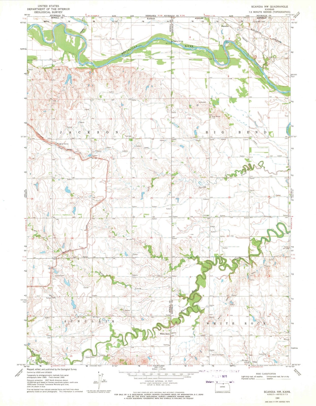 1969 Scandia, KS - Kansas - USGS Topographic Map