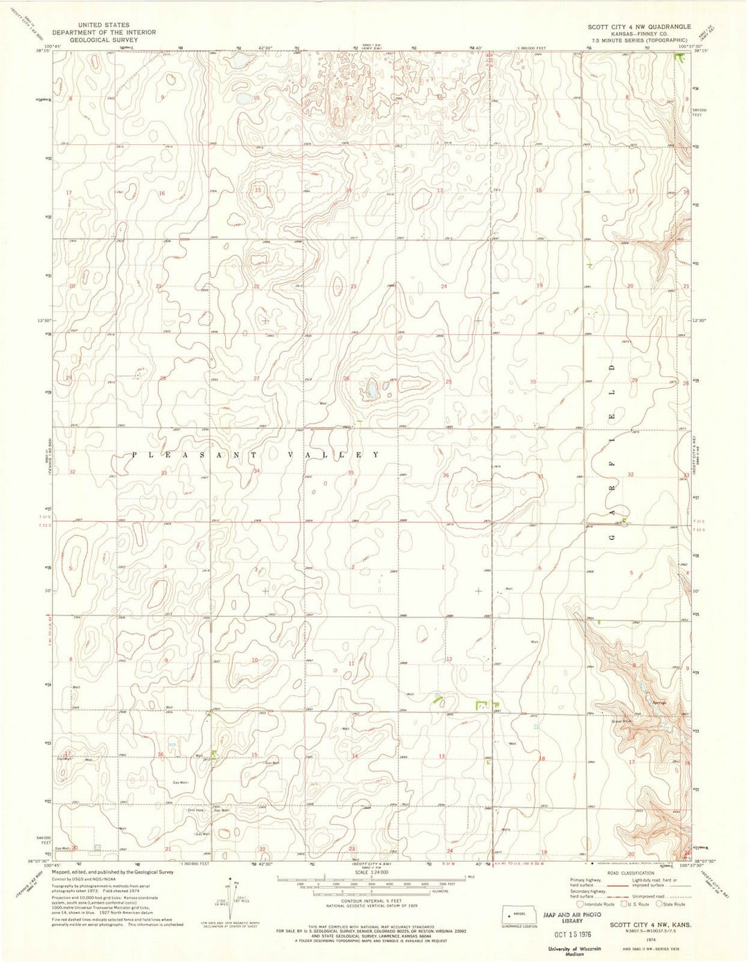 1974 Scott City 4, KS - Kansas - USGS Topographic Map v2