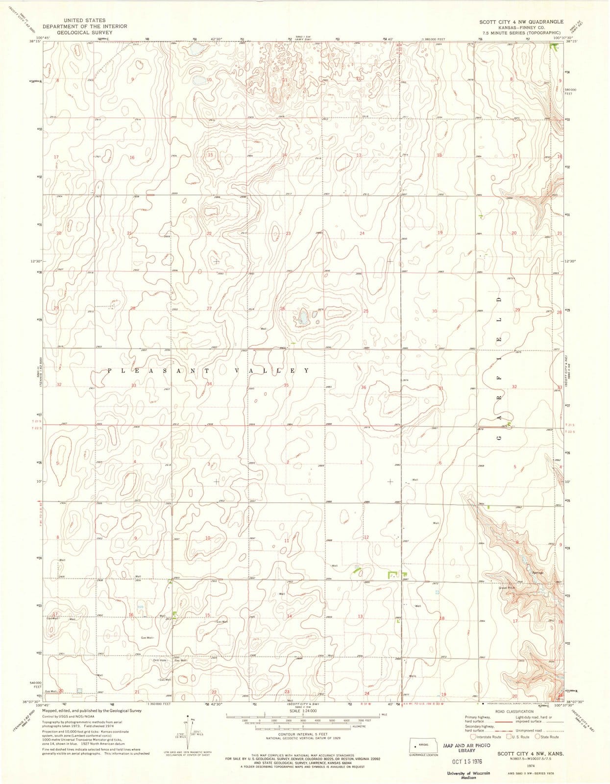 1974 Scott City 4, KS - Kansas - USGS Topographic Map v2