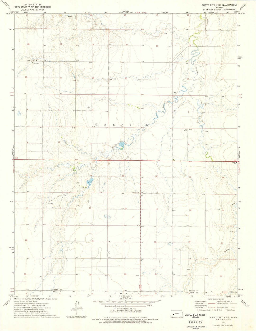 1974 Scott City 4, KS - Kansas - USGS Topographic Map v3