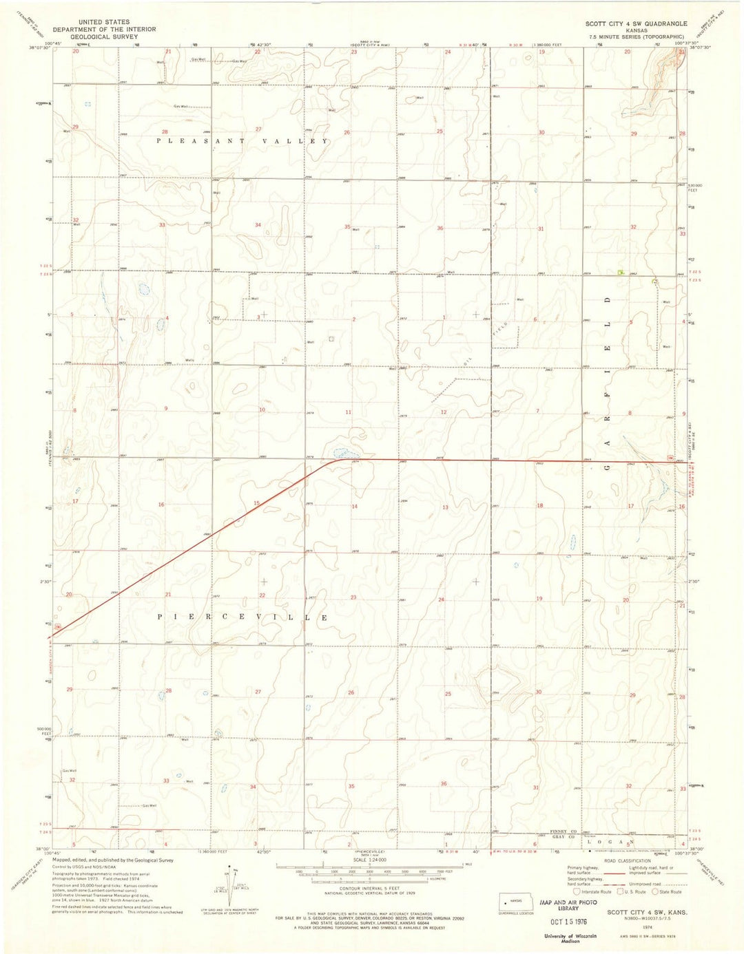 1974 Scott City 4, KS - Kansas - USGS Topographic Map v4