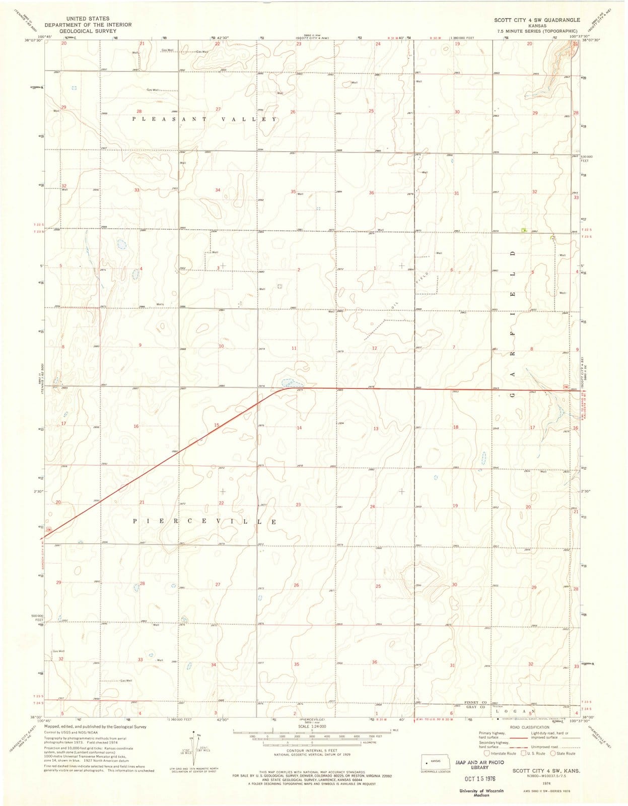 1974 Scott City 4, KS - Kansas - USGS Topographic Map v4