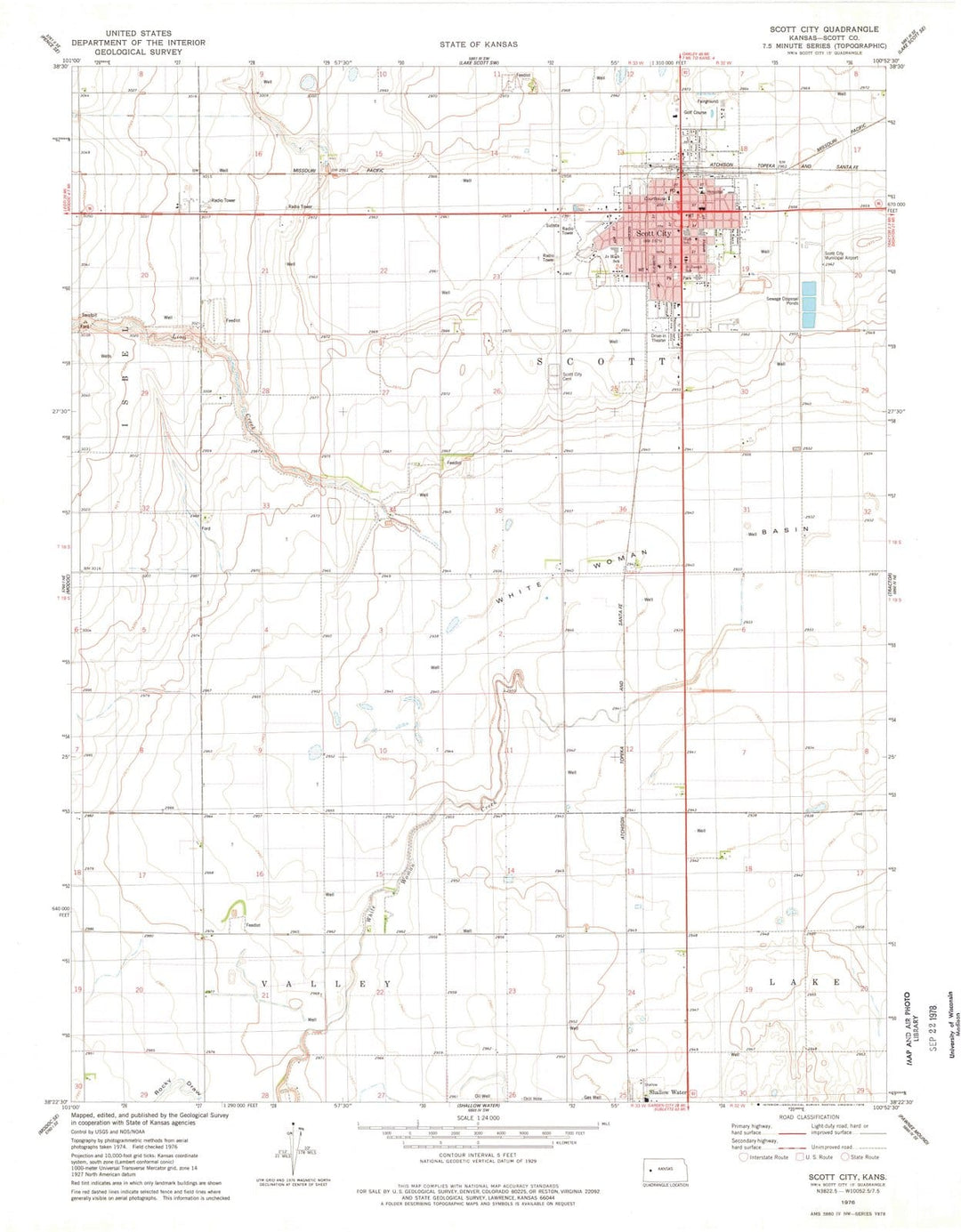 1976 Scott City, KS - Kansas - USGS Topographic Map