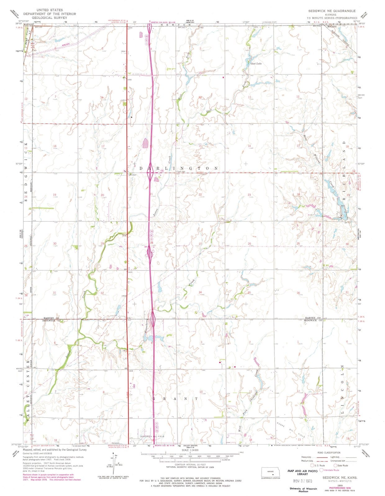 1959 Sedgwick, KS - Kansas - USGS Topographic Map