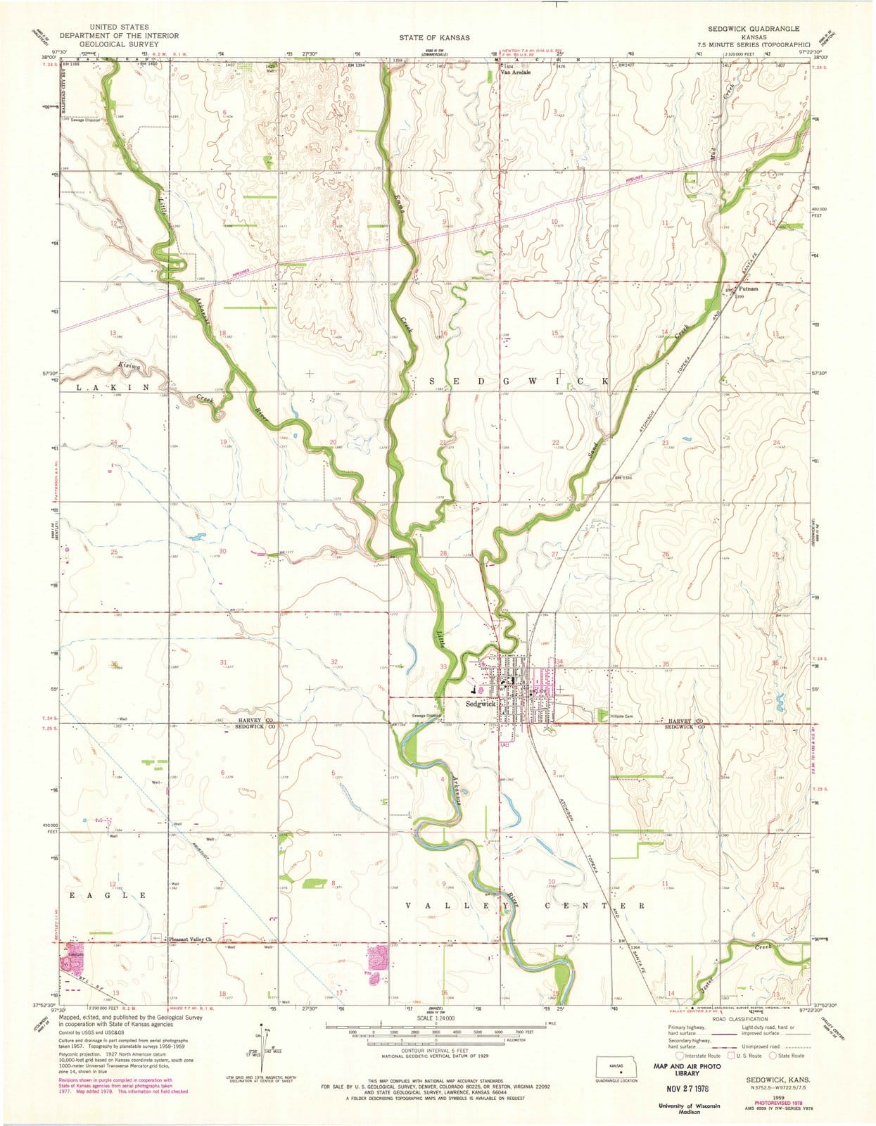 1959 Sedgwick, KS - Kansas - USGS Topographic Map v2