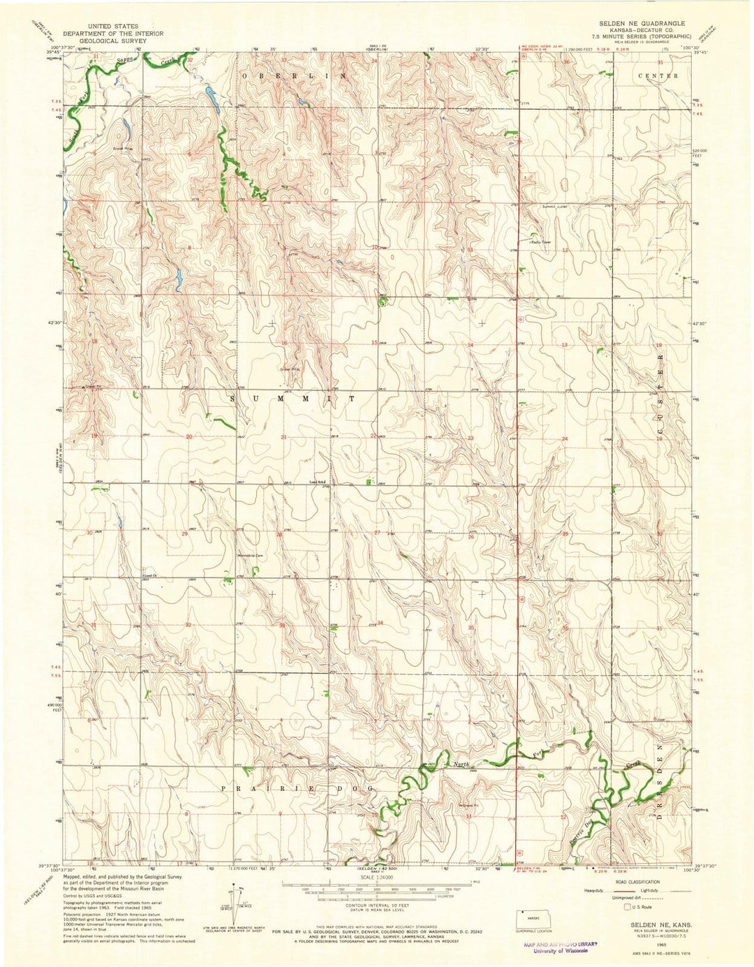 1965 Selden, KS - Kansas - USGS Topographic Map