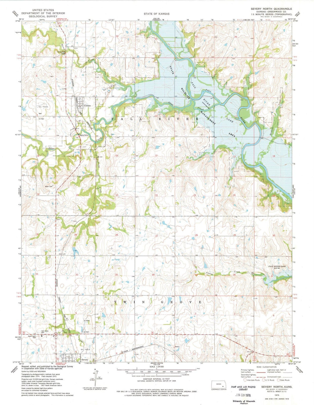 1975 Severy North, KS - Kansas - USGS Topographic Map