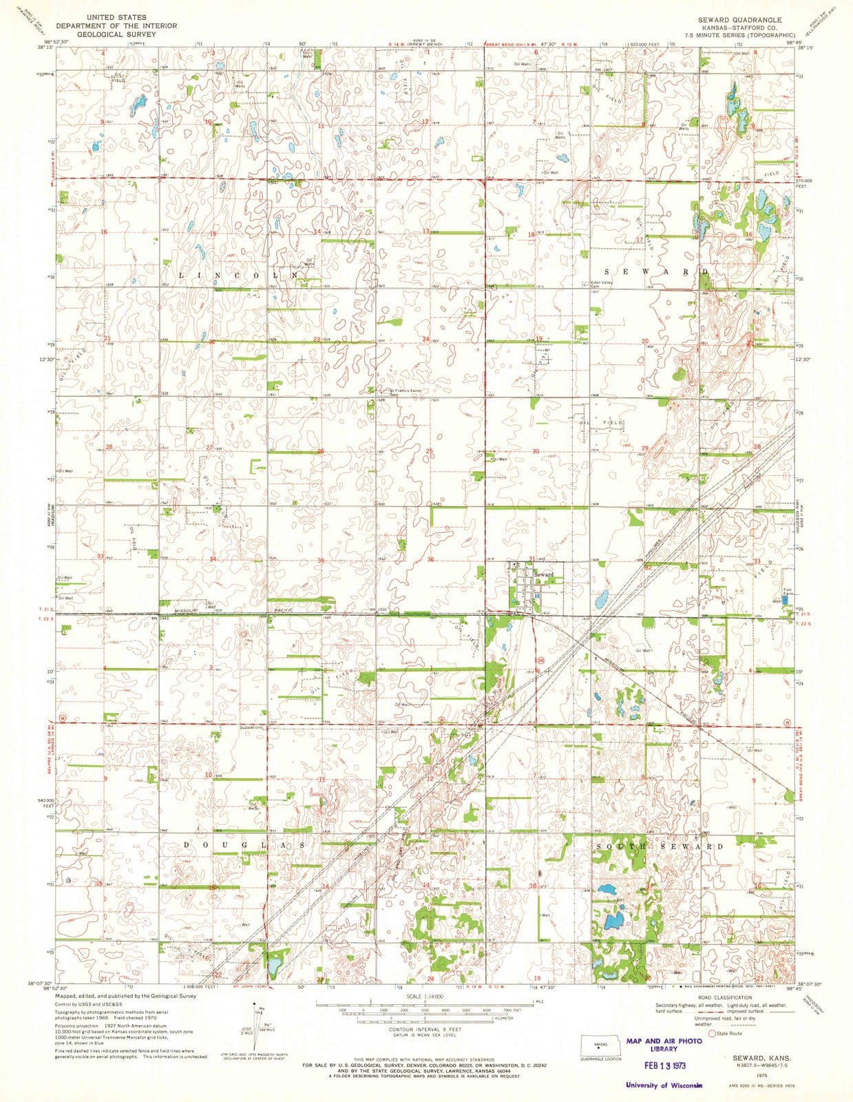 1970 Seward, KS - Kansas - USGS Topographic Map