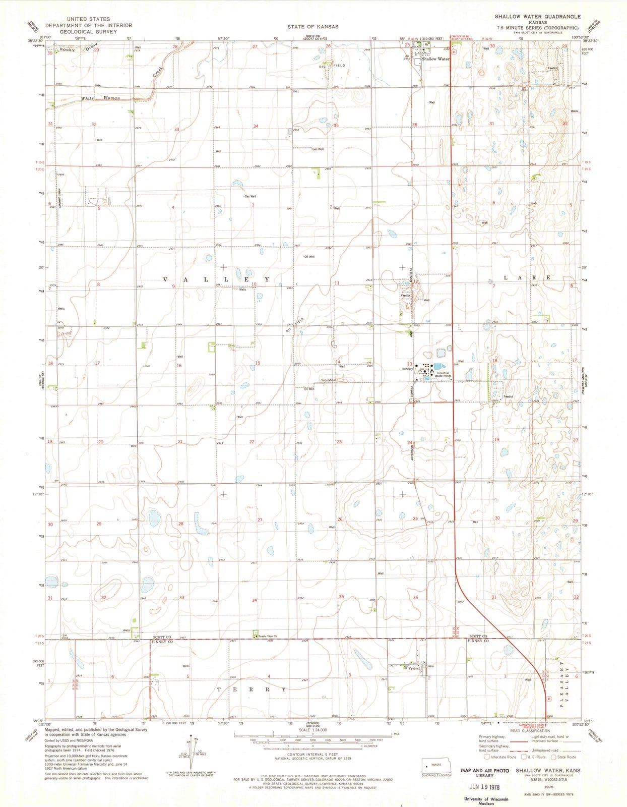 1976 Shallow Water, KS - Kansas - USGS Topographic Map