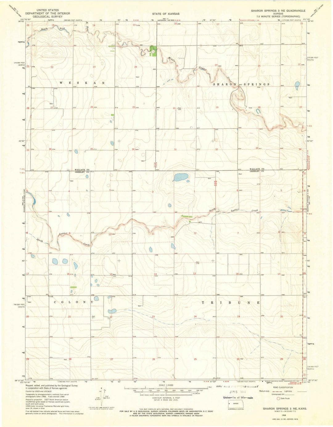 1968 Sharon Springs 3, KS - Kansas - USGS Topographic Map