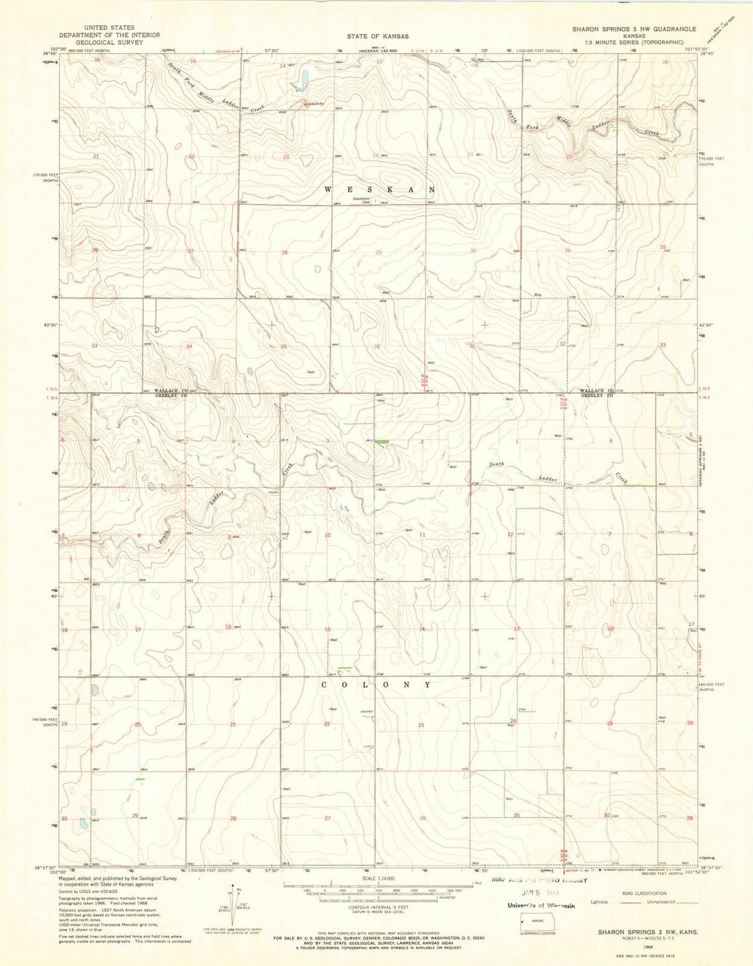 1968 Sharon Springs 3, KS - Kansas - USGS Topographic Map v2