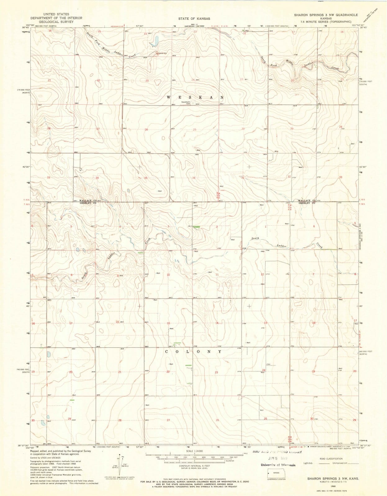 1968 Sharon Springs 3, KS - Kansas - USGS Topographic Map v2