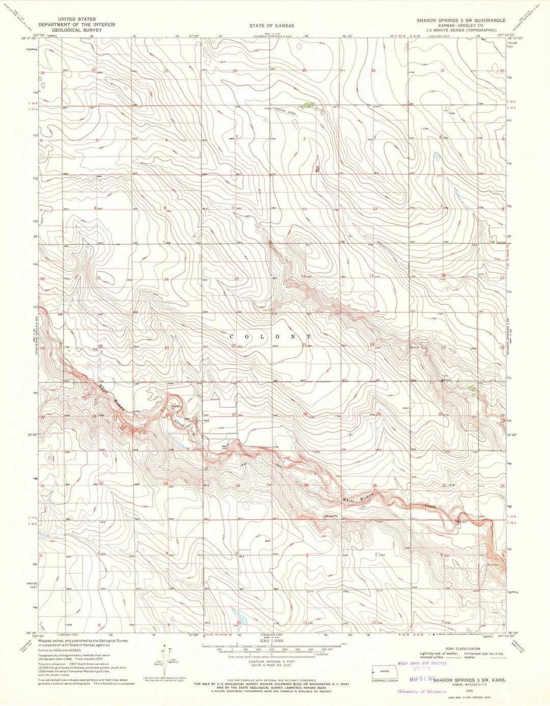 1970 Sharon Springs 3, KS - Kansas - USGS Topographic Map v2