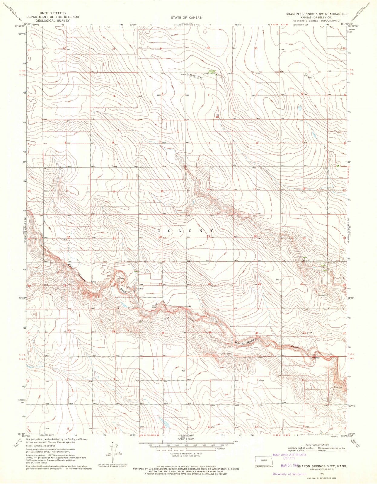 1970 Sharon Springs 3, KS - Kansas - USGS Topographic Map v2