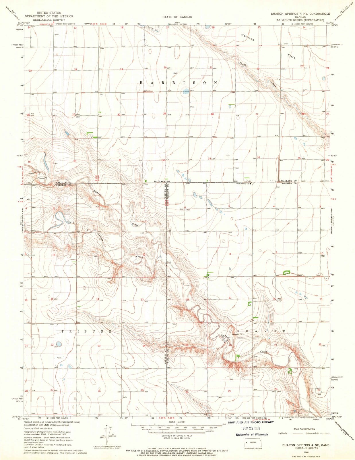 1968 Sharon Springs 4, KS - Kansas - USGS Topographic Map