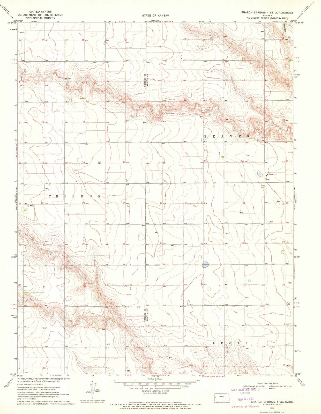 1970 Sharon Springs 4, KS - Kansas - USGS Topographic Map